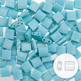 1101-7714-7.2GR - Bille de Verre Perle de Rocaille Tila 5MM Miyuki Turquoise Opaque Mat AB 2 Trous Japon TL412FR 1101-7714-7.2GR,Billes,Verre,Tila,Bille,Perle de Rocaille,Verre,Verre,5mm,Carré,Tila,Bleu,Turquoise,Opaque,Mat,montreal, quebec, canada, beads, wholesale