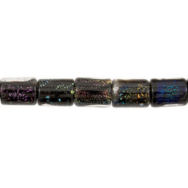 *1102-4832 - Dichroic Bead Tube 8X10MM Mix 8'' String *1102-4832,Clearance,Beads,Glass,Dichroïc,Bead,Dichroic,8X10MM,Tube,Mix,China,8'' String,montreal, quebec, canada, beads, wholesale